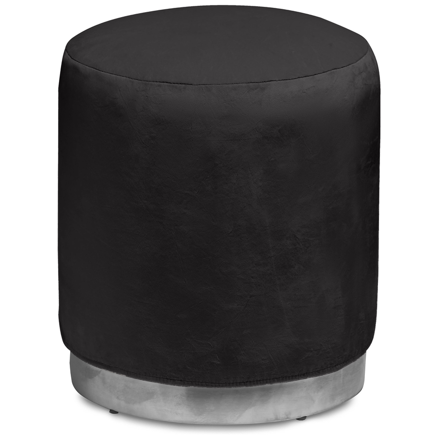 Пуф «Круг» серебряный, черный бархат - Фото миниатюра 1