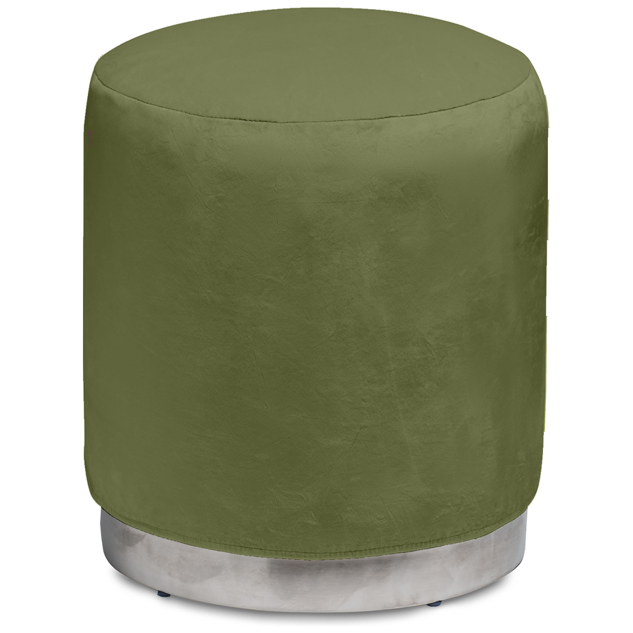 Пуф «Круг» серебряный, мшистый бархат - Фото миниатюра 1