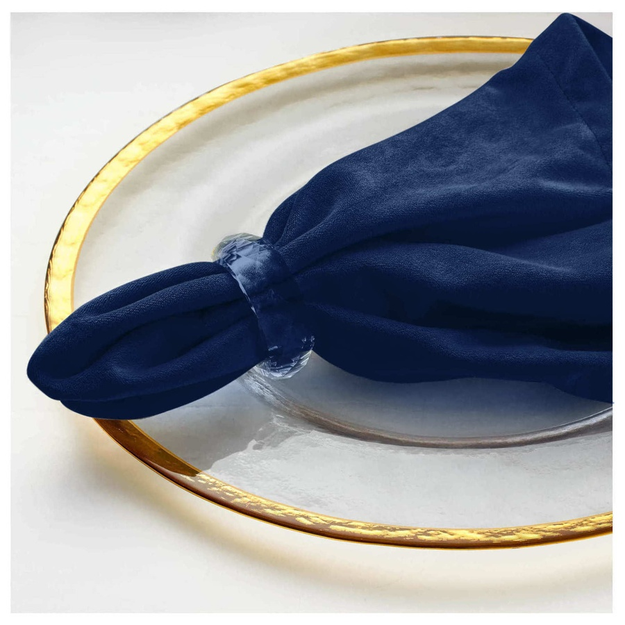 Салфетка бархатная темно-синяя - Фото миниатюра 3