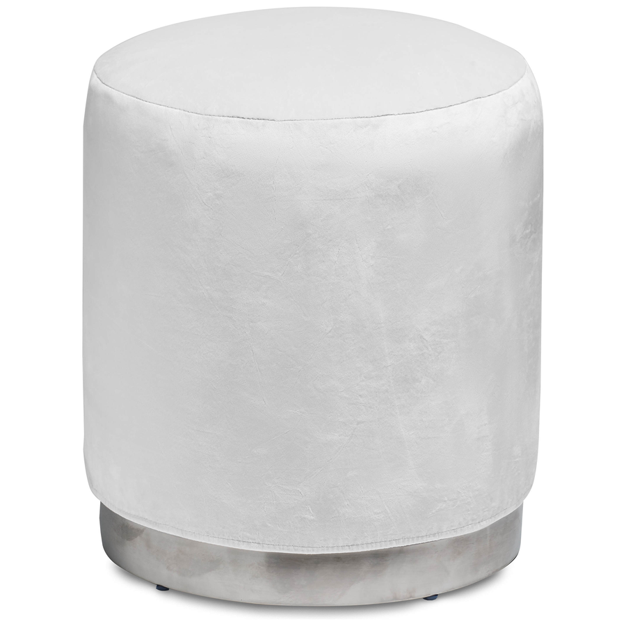 Пуф «Круг» серебряный, белый бархат - Фото миниатюра 1