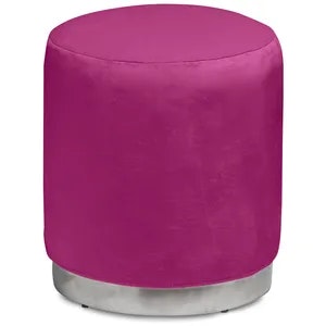 Пуф «Круг» серебряный, малиновый бархат