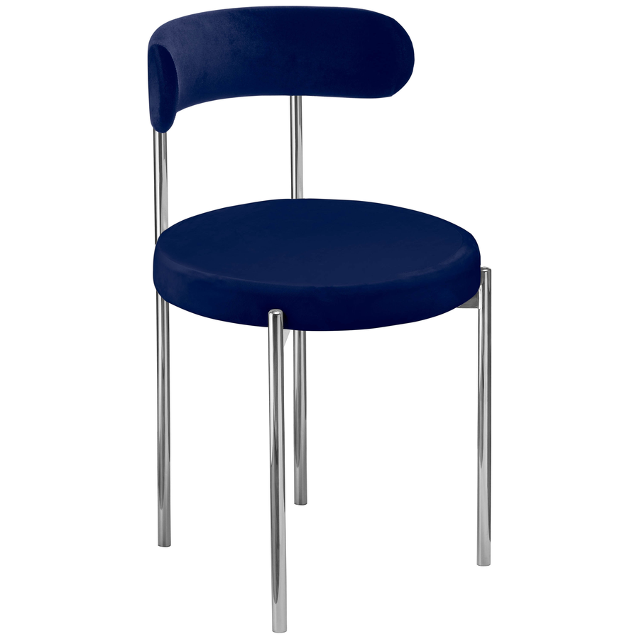 Стул «Лира» серебряный, синий бархат - Фото миниатюра 1