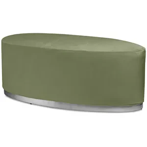 Пуф «Овал» серебряный, пыльно-зеленый бархат