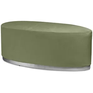 Пуф «Овал» серебряный, пыльно-зеленый бархат