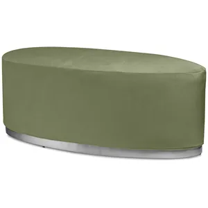 Пуф «Овал» серебряный, пыльно-зеленый бархат