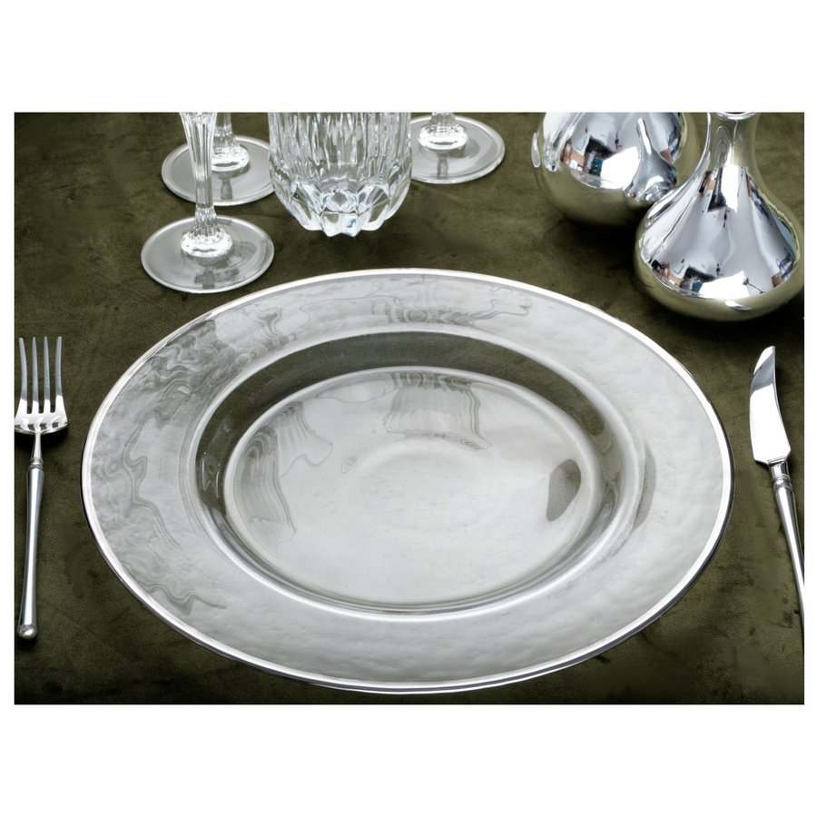 Подстановочная тарелка «Бари» прозрачная с серебряной каймой - Фото миниатюра 3