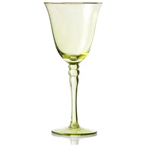 Бокал "Кения" зелёный с золотой каймой для бел.вина 250 мл.