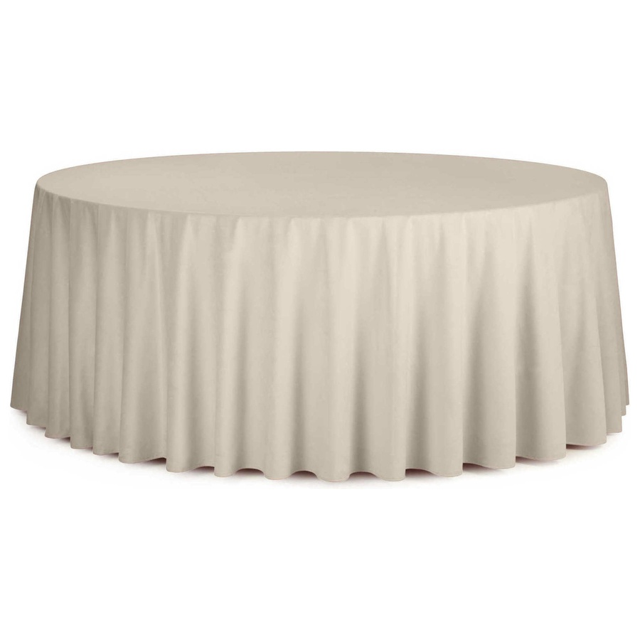Скатерть круглая бархатная светло-бежевая - Фото миниатюра 1