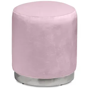 Пуф «Круг» серебряный, пыльно-лавандовый бархат
