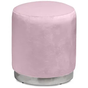 Пуф «Круг» серебряный, пыльно-лавандовый бархат