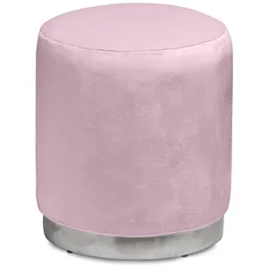 Пуф «Круг» серебряный, пыльно-лавандовый бархат