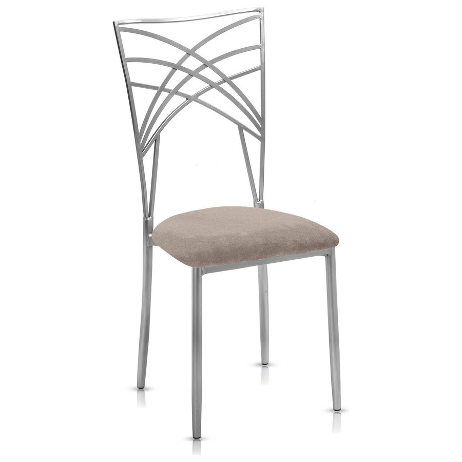 Стул «Хамелеон» серебряный, серо-бежевая подушка из бархата - Фото миниатюра 1