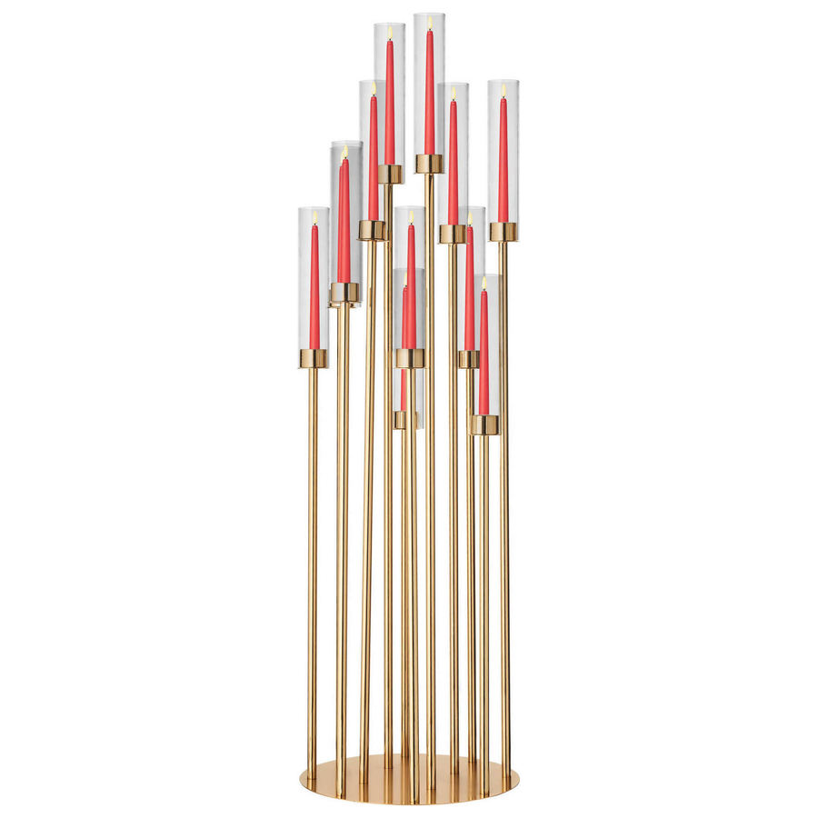 Канделябр «Пламп» на 12 свечей золотой металлический - Фото миниатюра 4