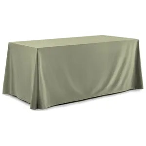 Скатерть прямая широкая бархатная пыльно-зеленая