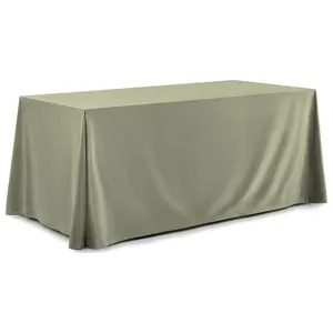 Скатерть прямая широкая бархатная пыльно-зеленая