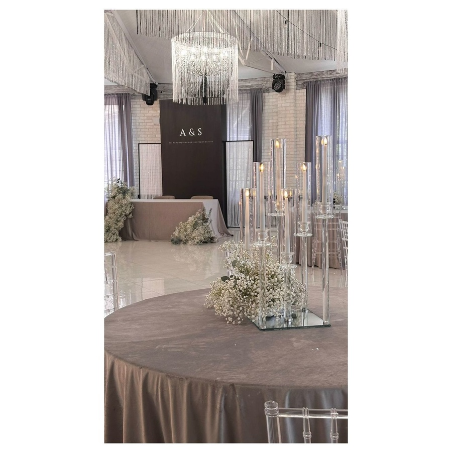 Канделябр «Тот» на 6 свечей прозрачный стеклянный - Фото миниатюра 6