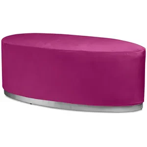 Пуф «Овал» серебряный, малиновый бархат
