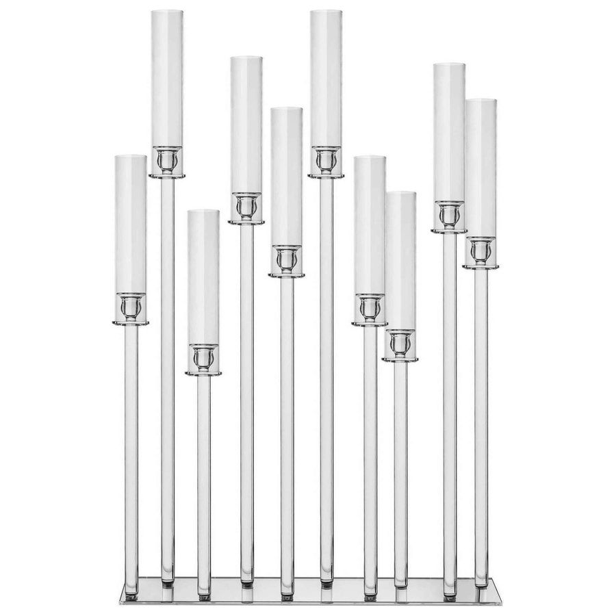Канделябр «Роу» на 10 свечей прозрачный стеклянный - Фото миниатюра 1