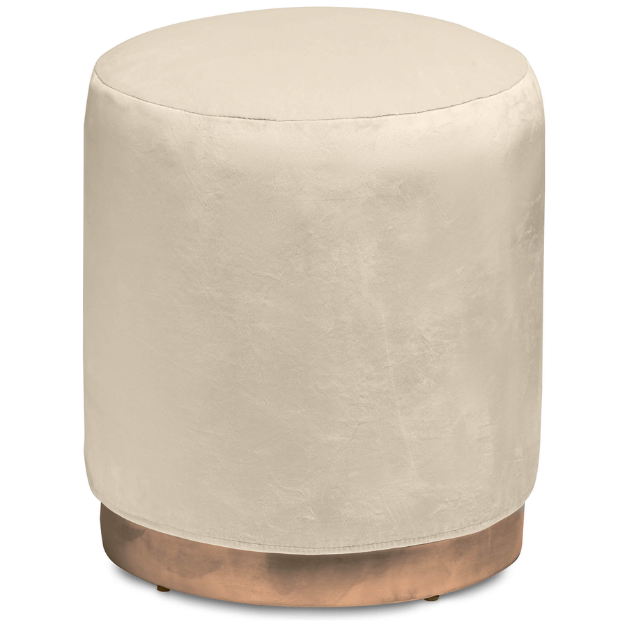 Чехол бархатный светло-бежевый для круглого пуфа - Фото миниатюра 1
