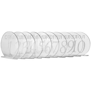 Номерки для столов 1-10 прозрачные с белым