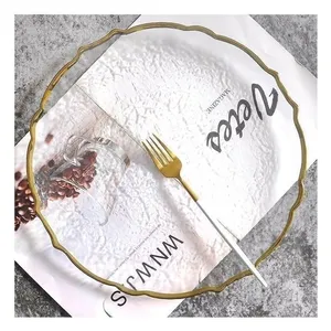 Подстановочная тарелка "Салак" прозрачная с золотой каймой - Фото 3