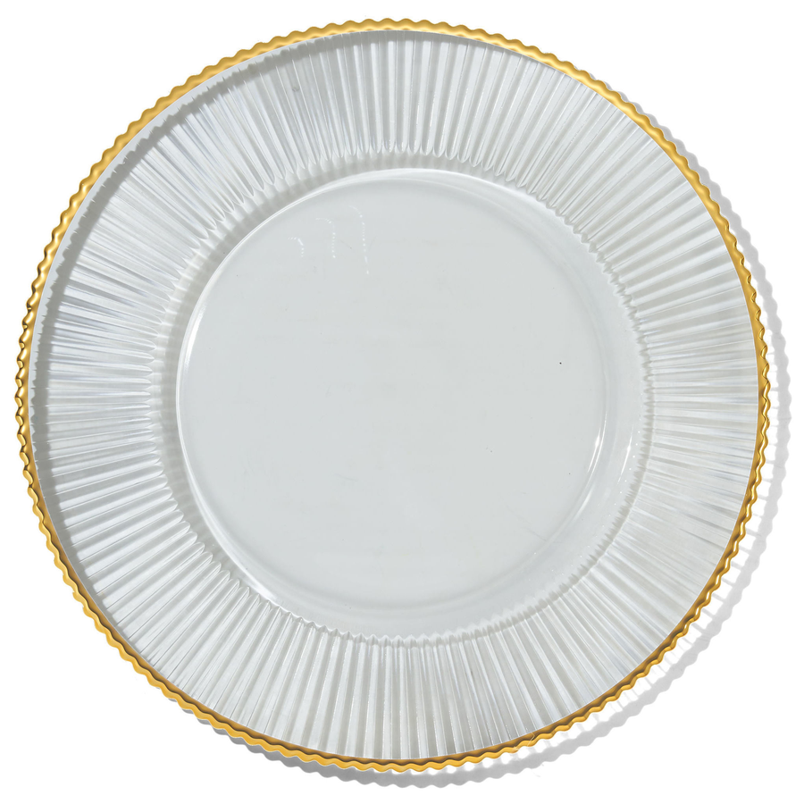 Подстановочная тарелка «Репигито» прозрачная с золотой каймой - Фото миниатюра 1