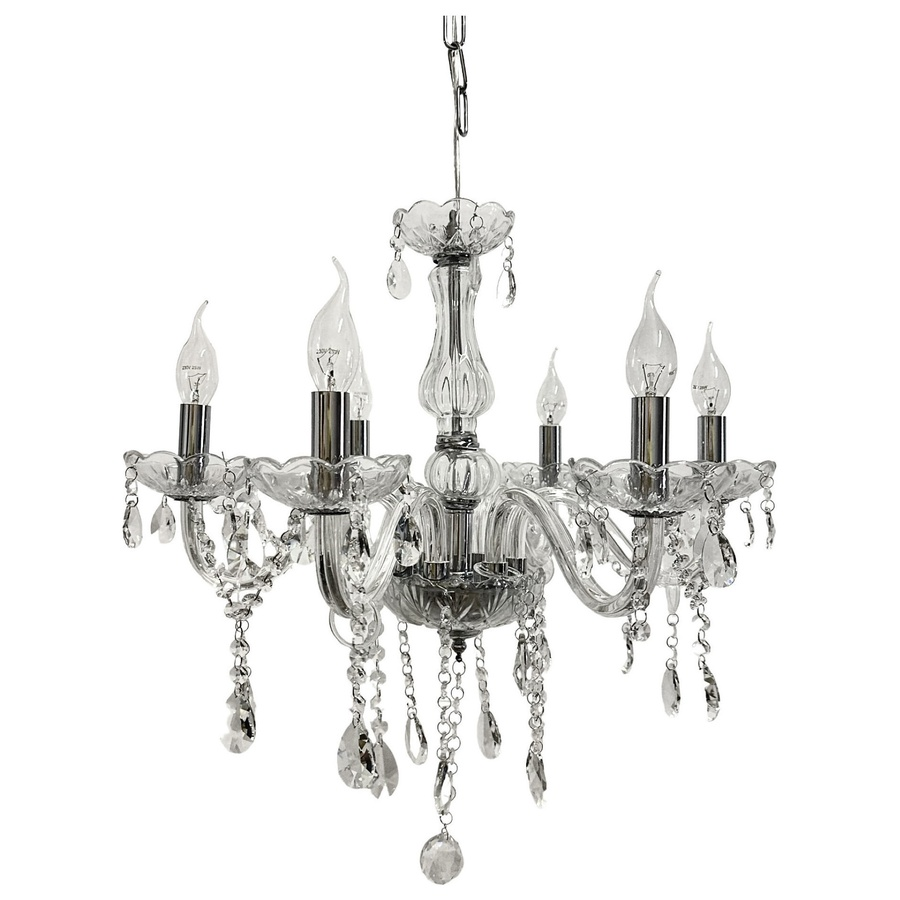 Люстра подвесная 6-тирожковая серебро - Фото миниатюра 1