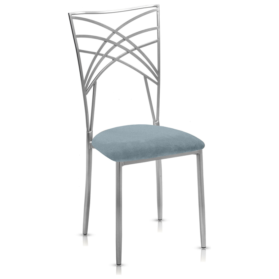 Стул «Хамелеон» серебряный, серо-голубая подушка из бархата - Фото миниатюра 1