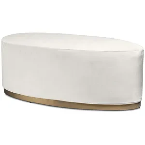 Пуф «Овал» золотой, молочный бархат