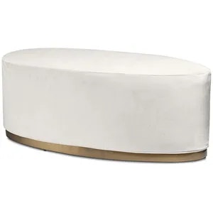 Пуф «Овал» золотой, молочный бархат