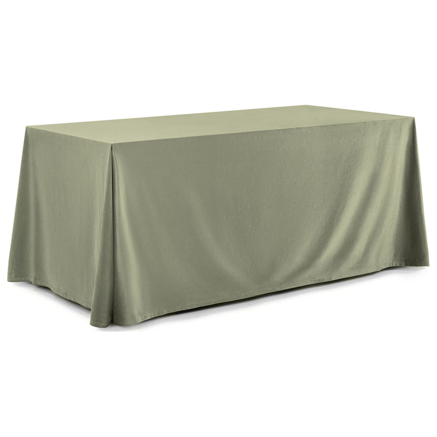 Скатерть прямая широкая бархатная пыльно-зеленая - Фото основное 1