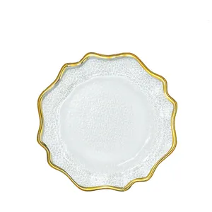 Закусочная тарелка «Фиона» прозрачная с золотой каймой - Фото 1
