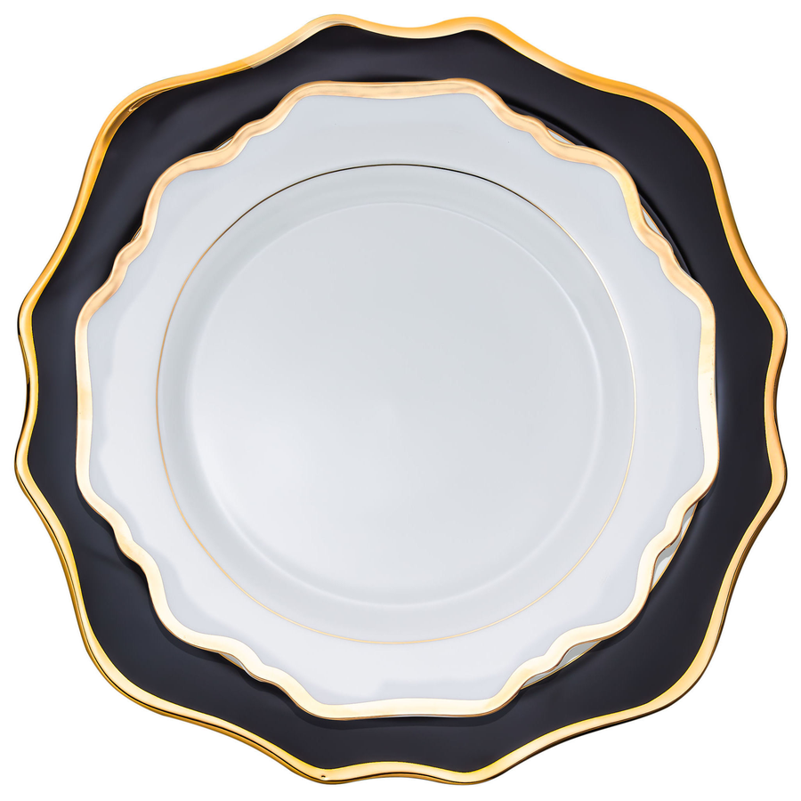 Набор тарелок "Тайга" черно-белые с кантом 33 и 26см - Фото миниатюра 1