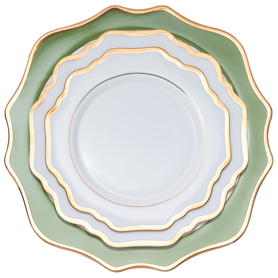 Набор тарелок «Тайга» бело-зеленые с кантом 33, 26 и 21см - Фото миниатюра 1