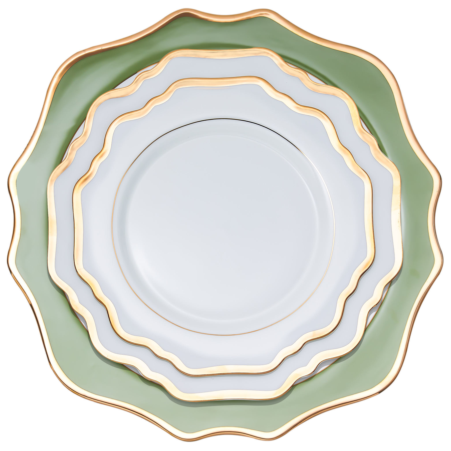 Набор тарелок «Тайга» бело-зеленые с кантом 33, 26 и 21см - Фото миниатюра 1