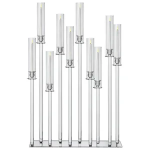 Канделябр «Роу» на 10 свечей прозрачный стеклянный - Фото 3