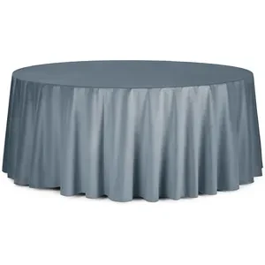 Скатерть круглая бархатная серо-голубая тёмная - Фото 1
