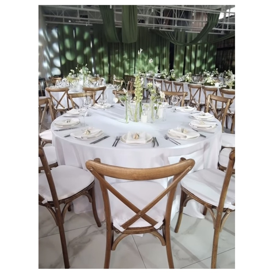 Скатерть круглая поликоттон белая - Фото миниатюра 2