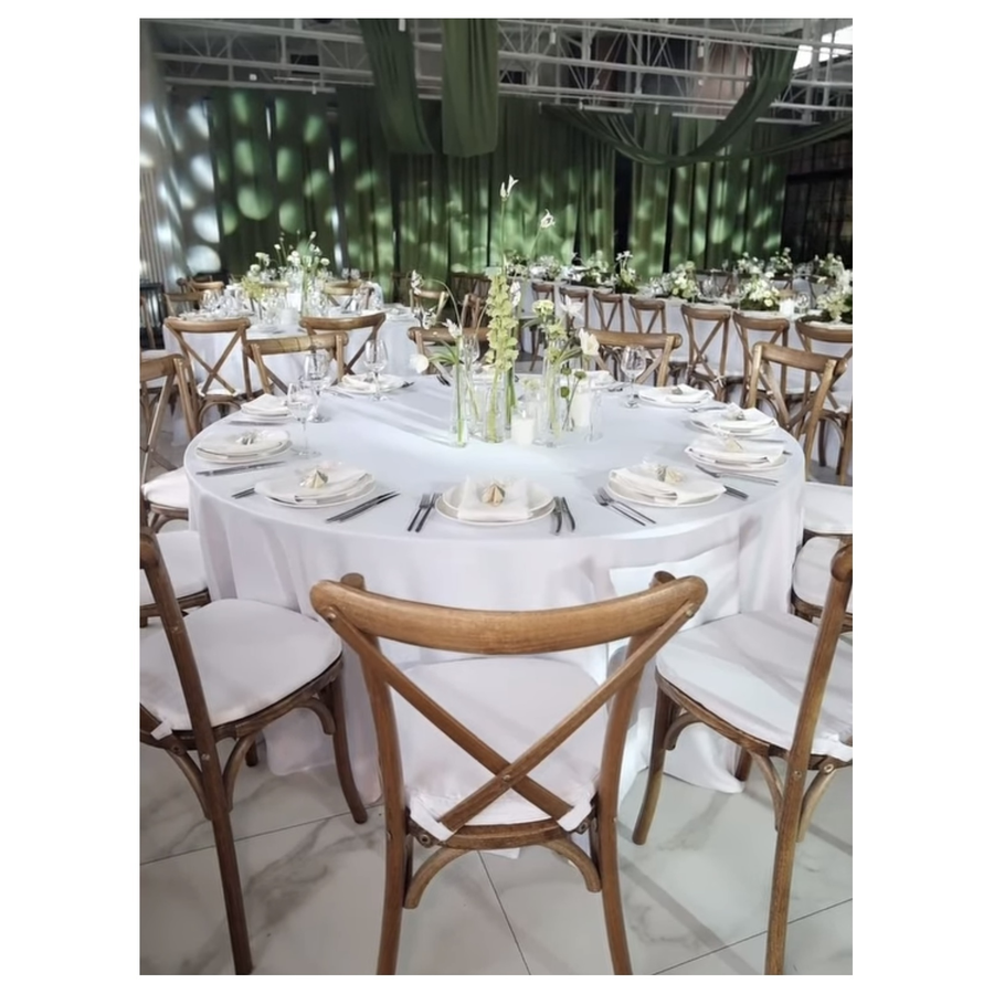 Скатерть круглая поликоттон белая - Фото миниатюра 2