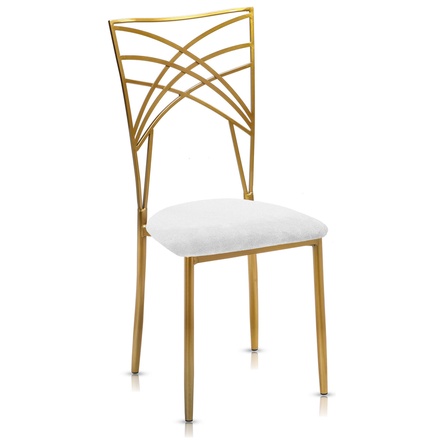 Стул «Хамелеон» золотой, белая подушка из бархата - Фото миниатюра 1