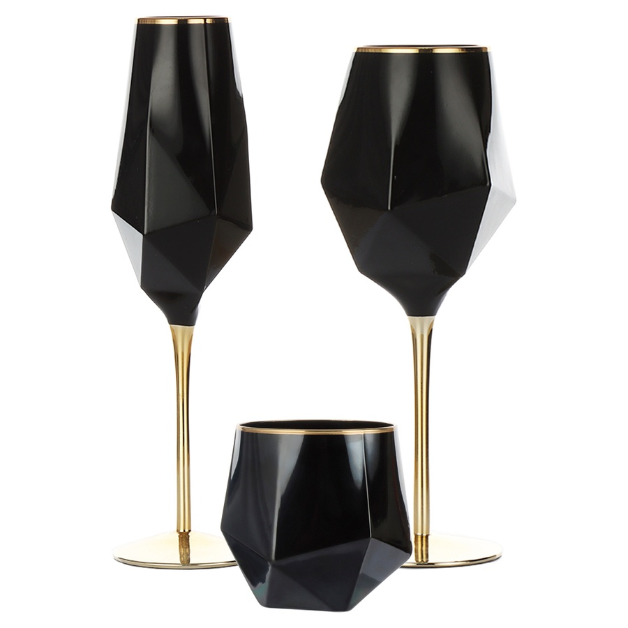 Набор черных бокалов "Геометрия" - Фото миниатюра 1