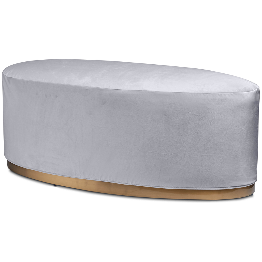 Чехол бархатный светло-серый для овального пуфа - Фото миниатюра 1