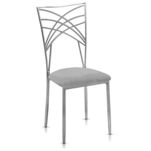 Стул «Хамелеон» серебряный, светло-серая подушка из бархата
