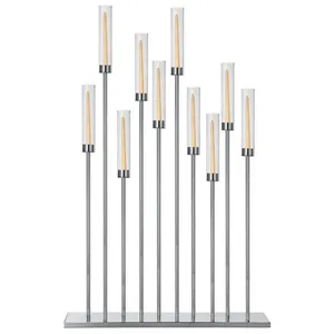 Канделябр «Роу» на 10 свечей серебряный металлический - Фото 4