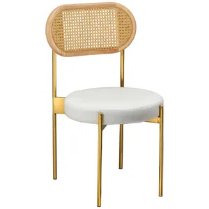 Стул «Тотем» золотой с ротанговой спинкой натуральной