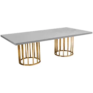 Стол «Арис» прямой, столешница бархат светло-серый