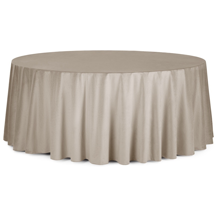 Скатерть круглая бархатная серо-бежевая - Фото миниатюра 1