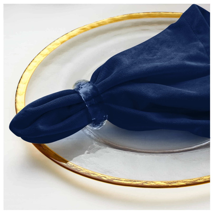 Салфетка бархатная темно-синяя - Фото миниатюра 3