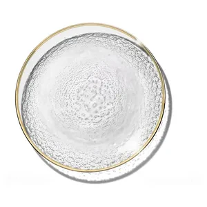 Закусочная тарелка «Анитра» прозрачная с золотой каймой - Фото 1