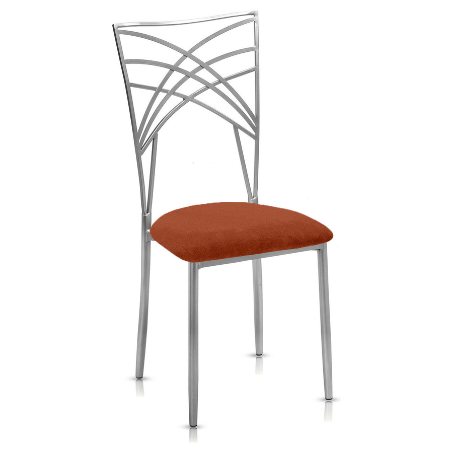 Стул «Хамелеон» серебряный, терракотовая подушка из бархата - Фото миниатюра 1
